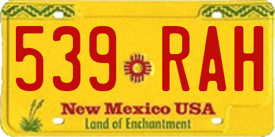 NM license plate 539RAH