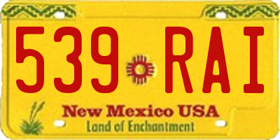 NM license plate 539RAI