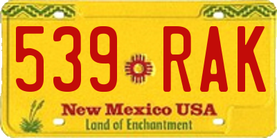 NM license plate 539RAK