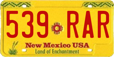 NM license plate 539RAR