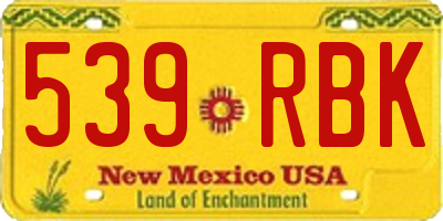 NM license plate 539RBK