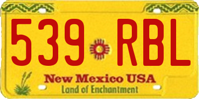 NM license plate 539RBL