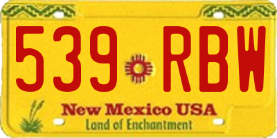 NM license plate 539RBW