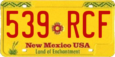 NM license plate 539RCF