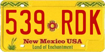 NM license plate 539RDK