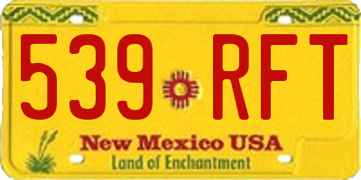 NM license plate 539RFT