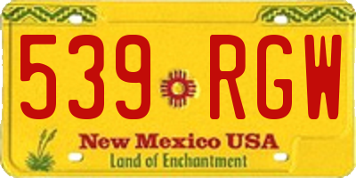 NM license plate 539RGW