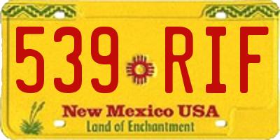 NM license plate 539RIF