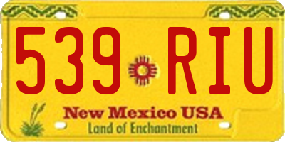 NM license plate 539RIU