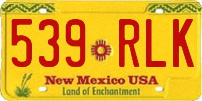 NM license plate 539RLK