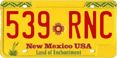 NM license plate 539RNC