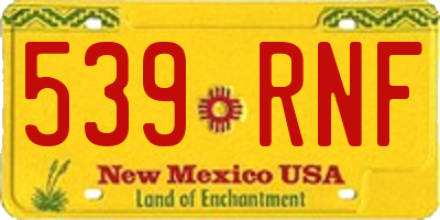 NM license plate 539RNF