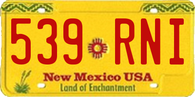 NM license plate 539RNI