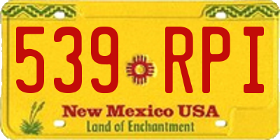 NM license plate 539RPI