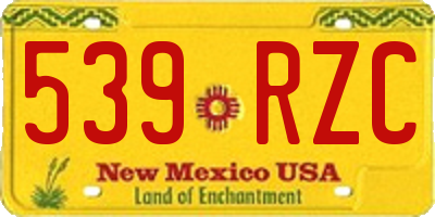NM license plate 539RZC