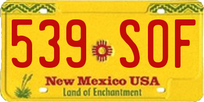 NM license plate 539SOF