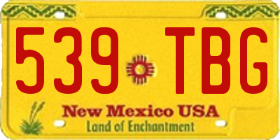 NM license plate 539TBG