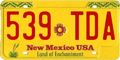 NM license plate 539TDA