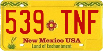 NM license plate 539TNF