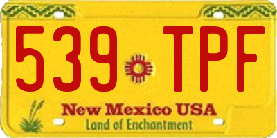 NM license plate 539TPF