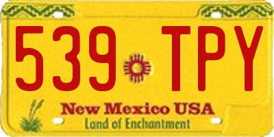 NM license plate 539TPY