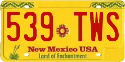 NM license plate 539TWS