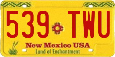 NM license plate 539TWU