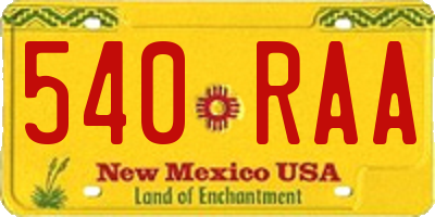 NM license plate 540RAA