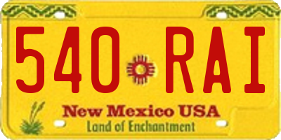 NM license plate 540RAI