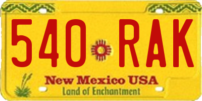 NM license plate 540RAK