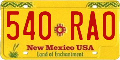 NM license plate 540RAO