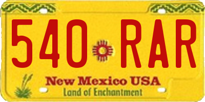 NM license plate 540RAR