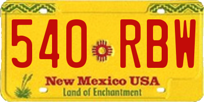 NM license plate 540RBW