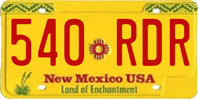 NM license plate 540RDR