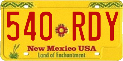 NM license plate 540RDY