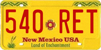 NM license plate 540RET