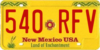 NM license plate 540RFV