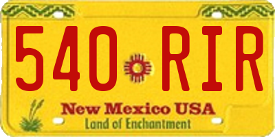 NM license plate 540RIR