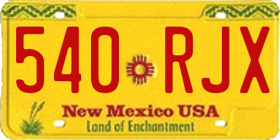 NM license plate 540RJX