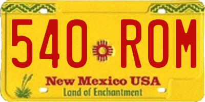 NM license plate 540ROM