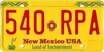NM license plate 540RPA
