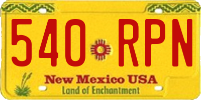 NM license plate 540RPN