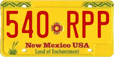 NM license plate 540RPP
