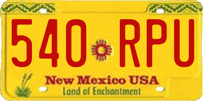 NM license plate 540RPU