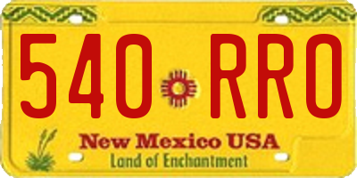 NM license plate 540RRO