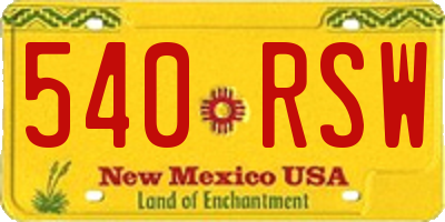 NM license plate 540RSW