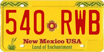 NM license plate 540RWB