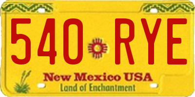 NM license plate 540RYE