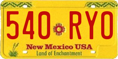 NM license plate 540RYO