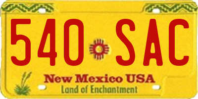 NM license plate 540SAC